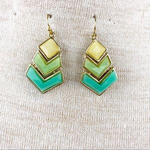 Mint Chevron Arrow dangle drop Earrings